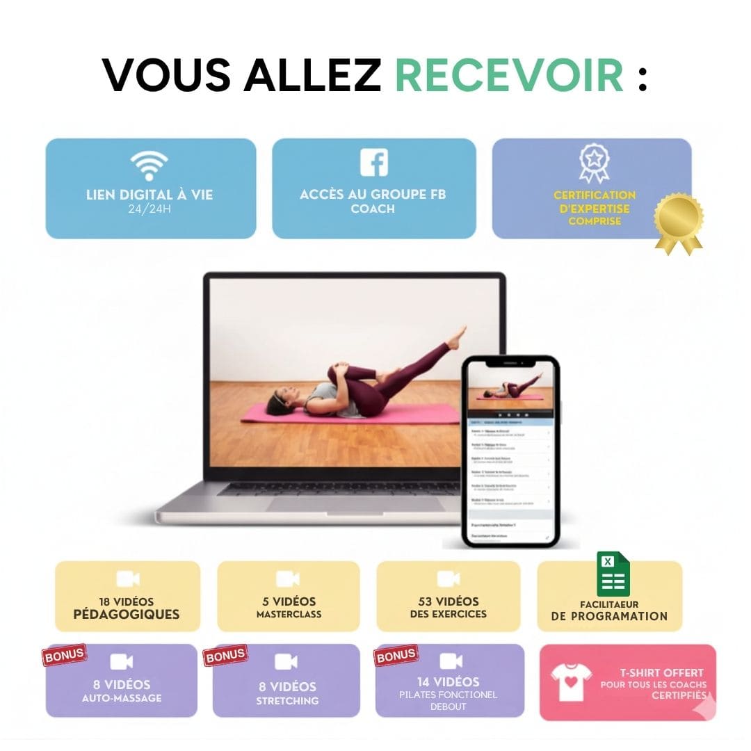 Formation Pilates Matwork 1 | Certification officielle | Accès à vie | +28h de formation