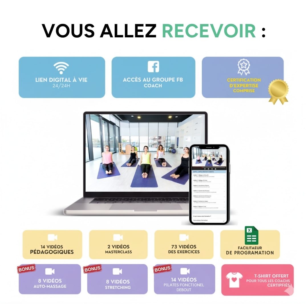 Formation Pilates Matwork 2 | Certification officielle | Accès à vie | +28h de formation