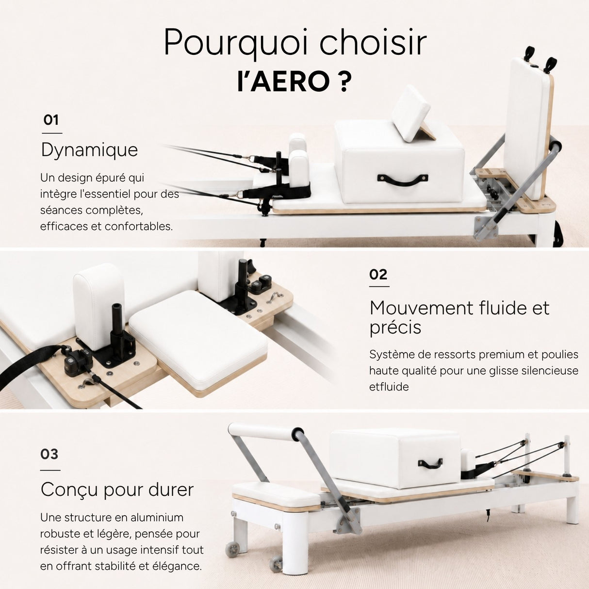 Reformer Pilates AERO™ Blanc