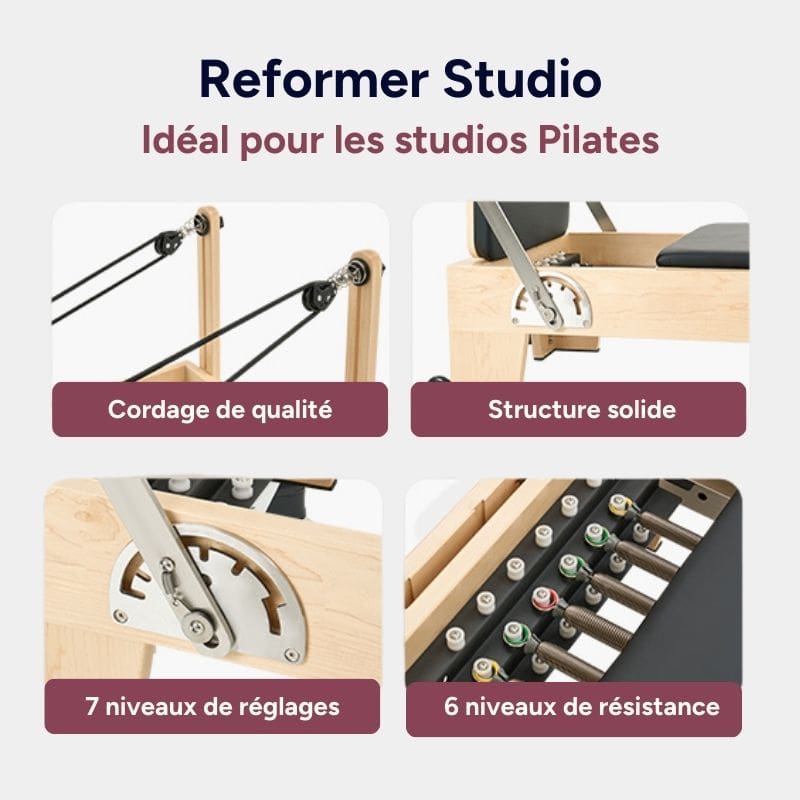 Reformer Pilates en Bois d'étable pour Studio Pilates